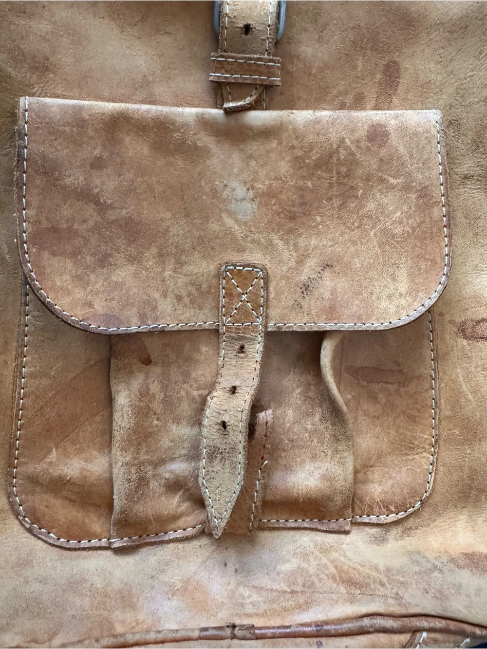 Leather Men’s Backpack in Tan with broken strap